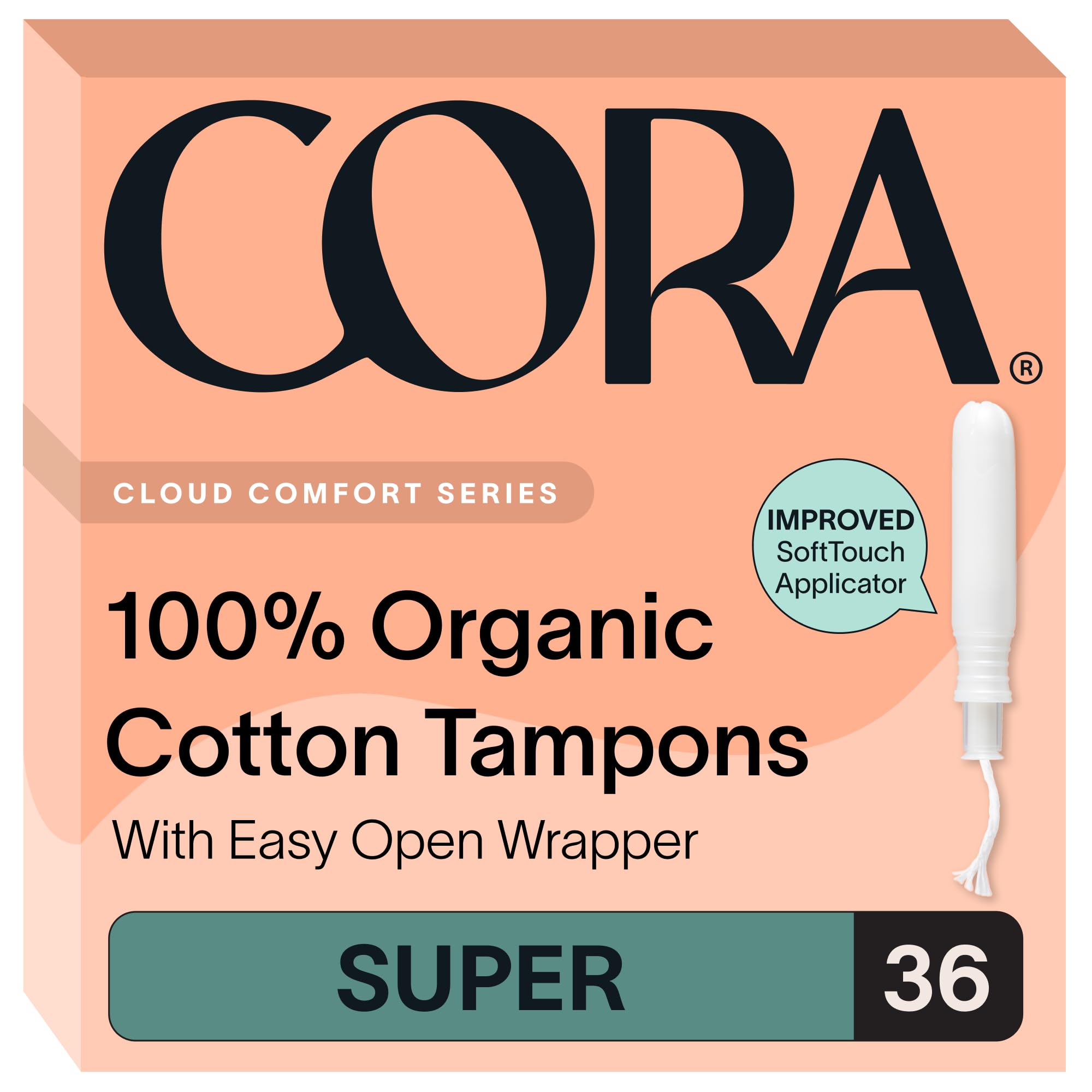 Cora Organic Cotton Tampons (36 Super Plus Tampons)