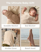 Yoofoss Hooded Baby Bath Towels 2 Pack 100% Muslin Organic Cotton with Hood