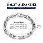 VNOX Link Chain Bracelets for Men - Cool Mens Bracelets Diamond-Cut Paperclip Solid Chain Bracelet Chunky Stainless Steel Jewelry Trendy Gifts for friend Teen (Silver, 8)