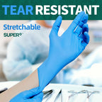 Supmedic Vinyl Disposable Exam Gloves, 4 Mil Powder-Free Latex-Free Food Grade Cooking Cleaning Medical Glove, Blue 100 Pcs (X-Large)
