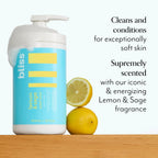 Bliss Soapy Suds Body Wash - Lemon and Sage - 32 Fl Oz - Gentle and Hydrating for Supremely Soft Skin - Paraben Free - Vegan & Cruelty Free