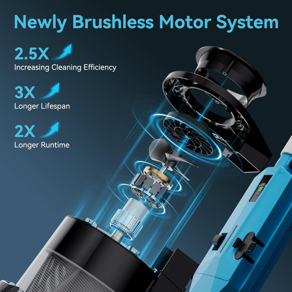 Cordless Pool Vacuum with Telescopic Pole, Powerful 30 GPM Suction, Advanced Dual Filtration, Replaceable Battery, 1H Runtime, Handheld Pool Cleaner for Above Ground and Inground Pools, Blue