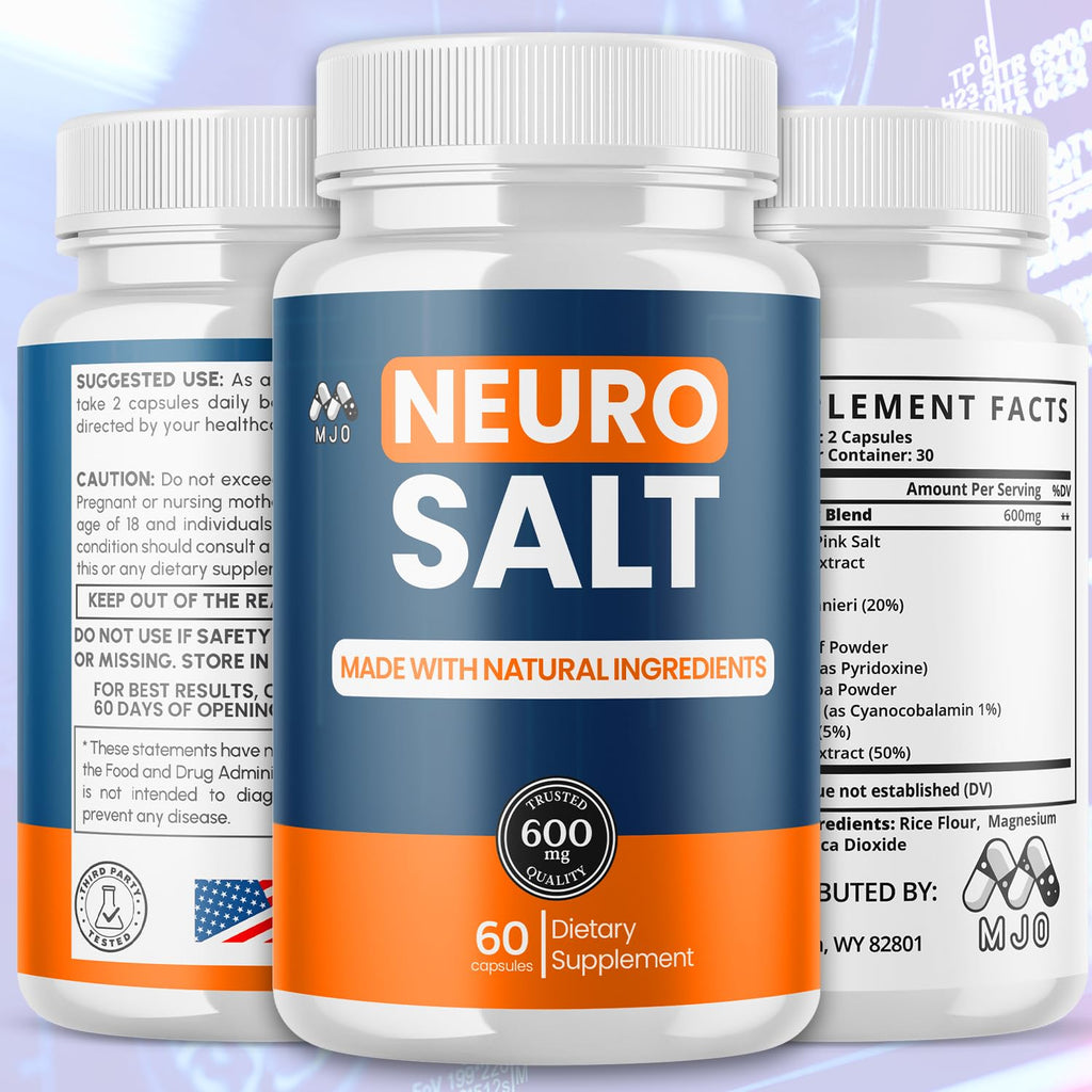 (5 Pack) Neuro Salt Capsules, NeuroSalt Pills with All Natural Ingredients, Advanced Neuro Salt Capsules Overall Health and Wellness Supplement Formula with Max Strength Multivitamin (300 Capsules)