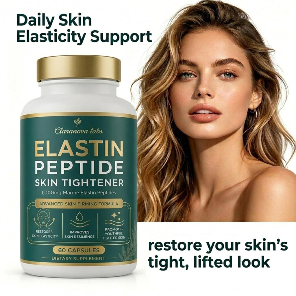 Claranova Labs Elastin Peptides Skin Tightening Formula - Marine Protein Complex, Daily Nutritional Support for Skin 60 Count (1pcs, 1)