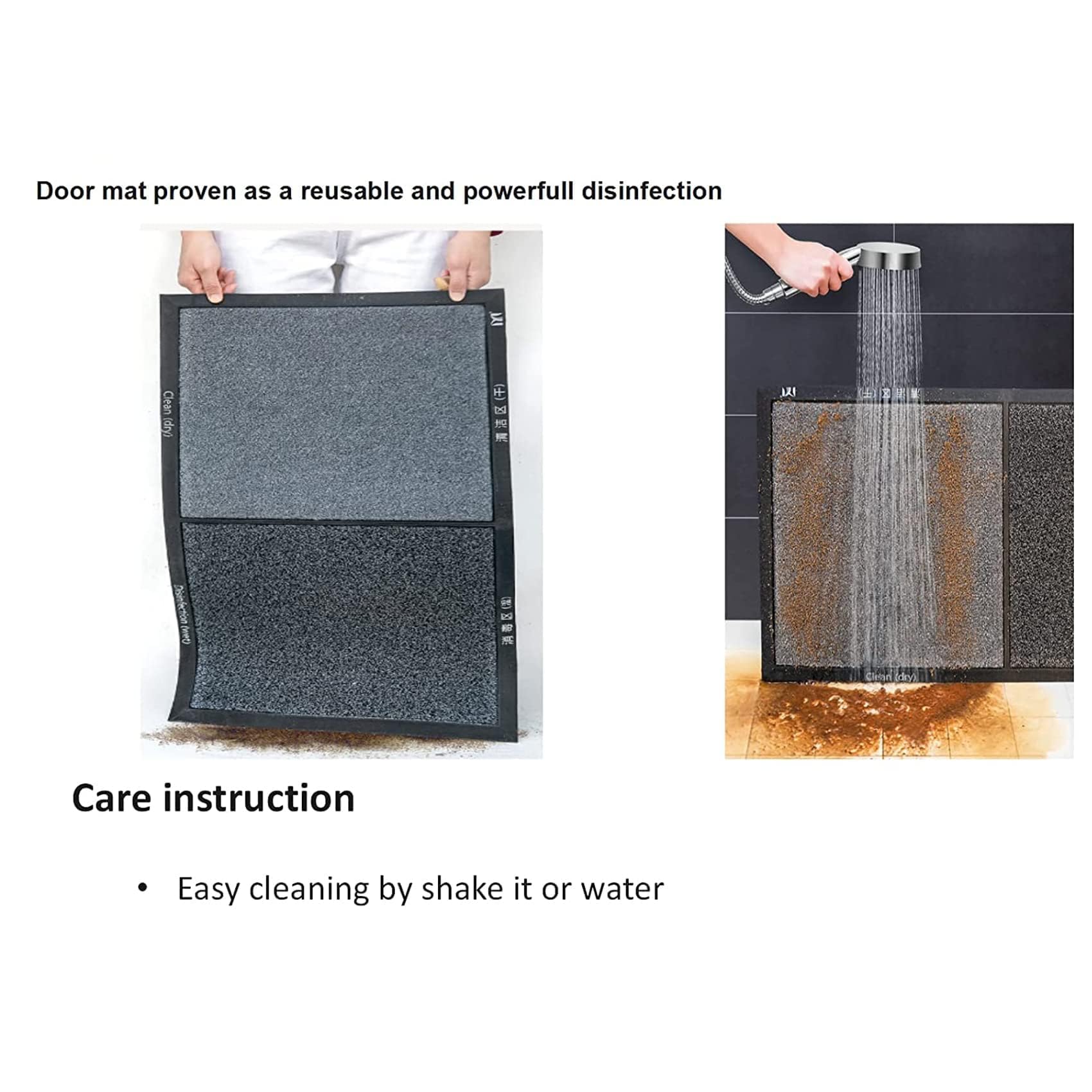 2 in 1 Disinfecting Sanitizing Floor Entrance Doormats, Wet Dry Shoe Mat, Disinfection Entry Rug Shoe Sanitizer, Indoor Outdoor Rug, Shoe Sole Cleaning Mat (Grey - 17x31 inch)