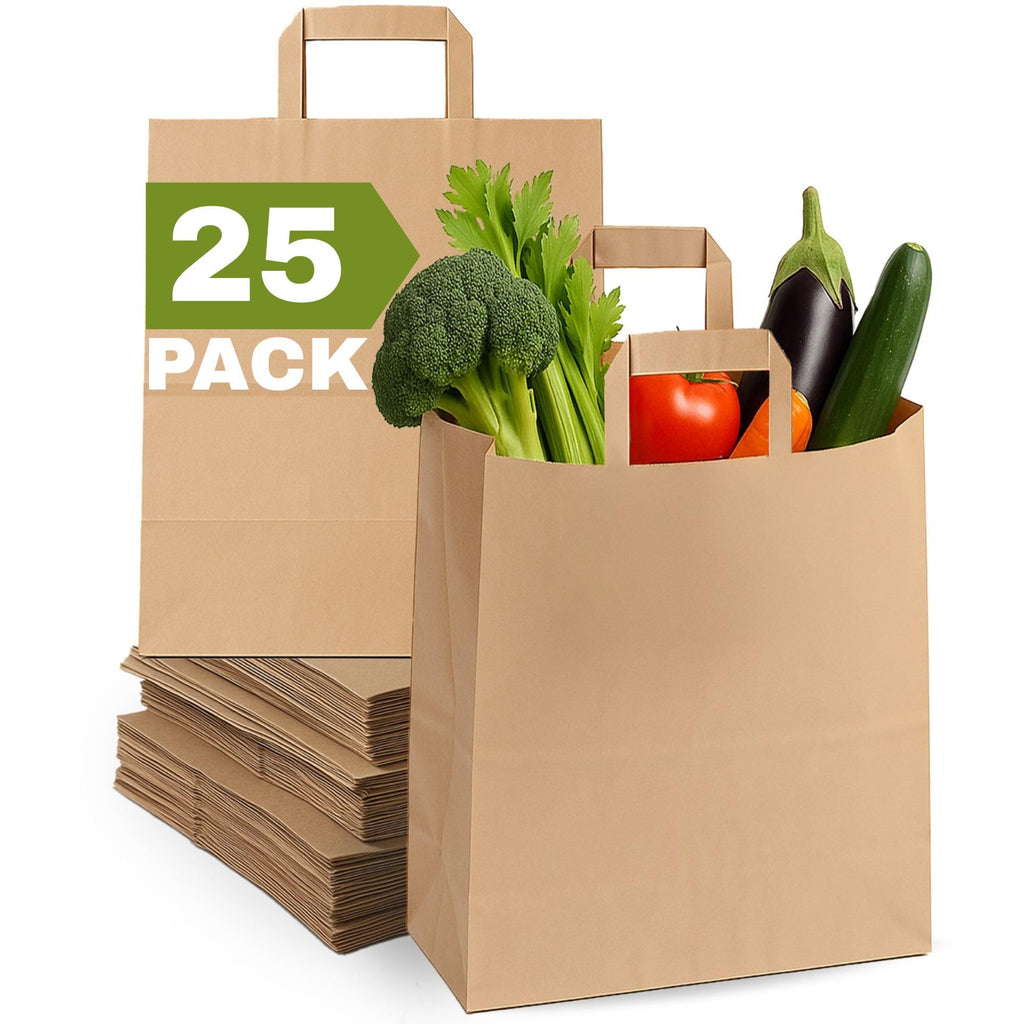 Large Paper Bags with Handles - 300 Pcs 16x6x12 Kraft Paper Bags, Kraft Shopping Bags for To Go, Takeout, Retail, Brown Paper Bags