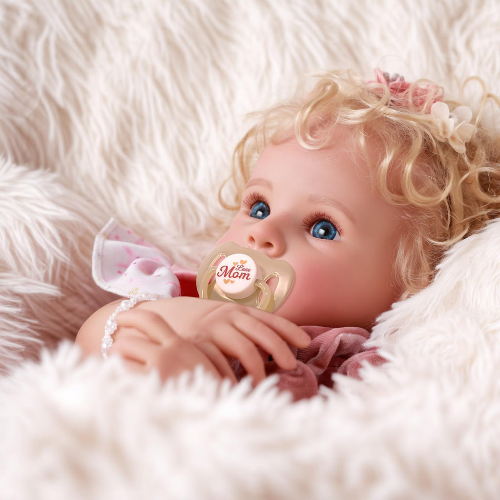 BABESIDE Reborn Baby Dolls Bettie - 17 Inch Soft Body Realistic Baby Doll Girl Lovely Awake Blond Curly Hair Girl Doll Handmade Real Life Baby Dolls with Gift Box for Kids Age 3+ Collectors