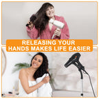Erytlly Hair Dryer Stand Hands-Free Adjustable 360-Degree Rotating Blow Dryer Stand Hands-Free Metal Hair Dryer Holder Stand for Bathroom, Vanity, Makeup Room New Model Equipped with Two Collets