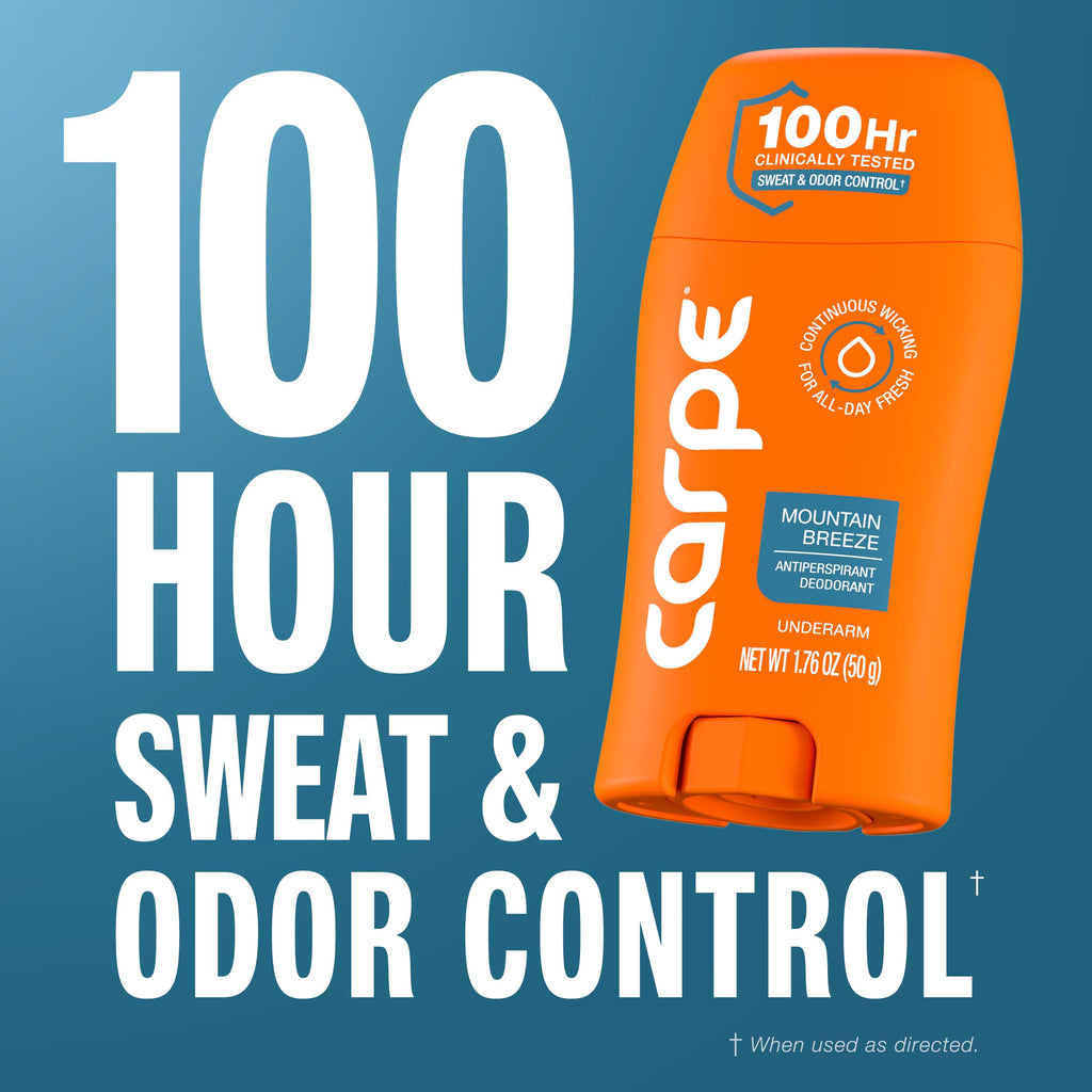 Carpe 100-Hour Antiperspirant Deodorant, Mountain Breeze - 2 Pack
