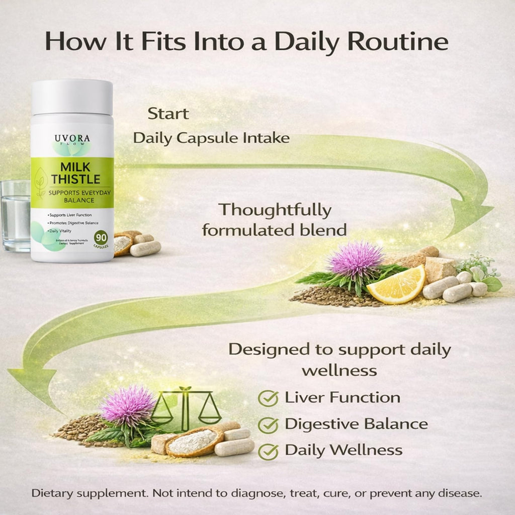 uvora Milk Thistle, Botanical Daily Wellness Formula with Turmeric, Inositol & Vitamin C, Vegetarian Capsules, 60 Count