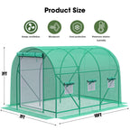 Grezone Walk-in Greenhouse Upgraded Green House with Dual Zippered Screen Doors & 6 Screen Windows Heavy Duty Plastic Plant Warm House with Reinforced Frame (10x7x7 FT)