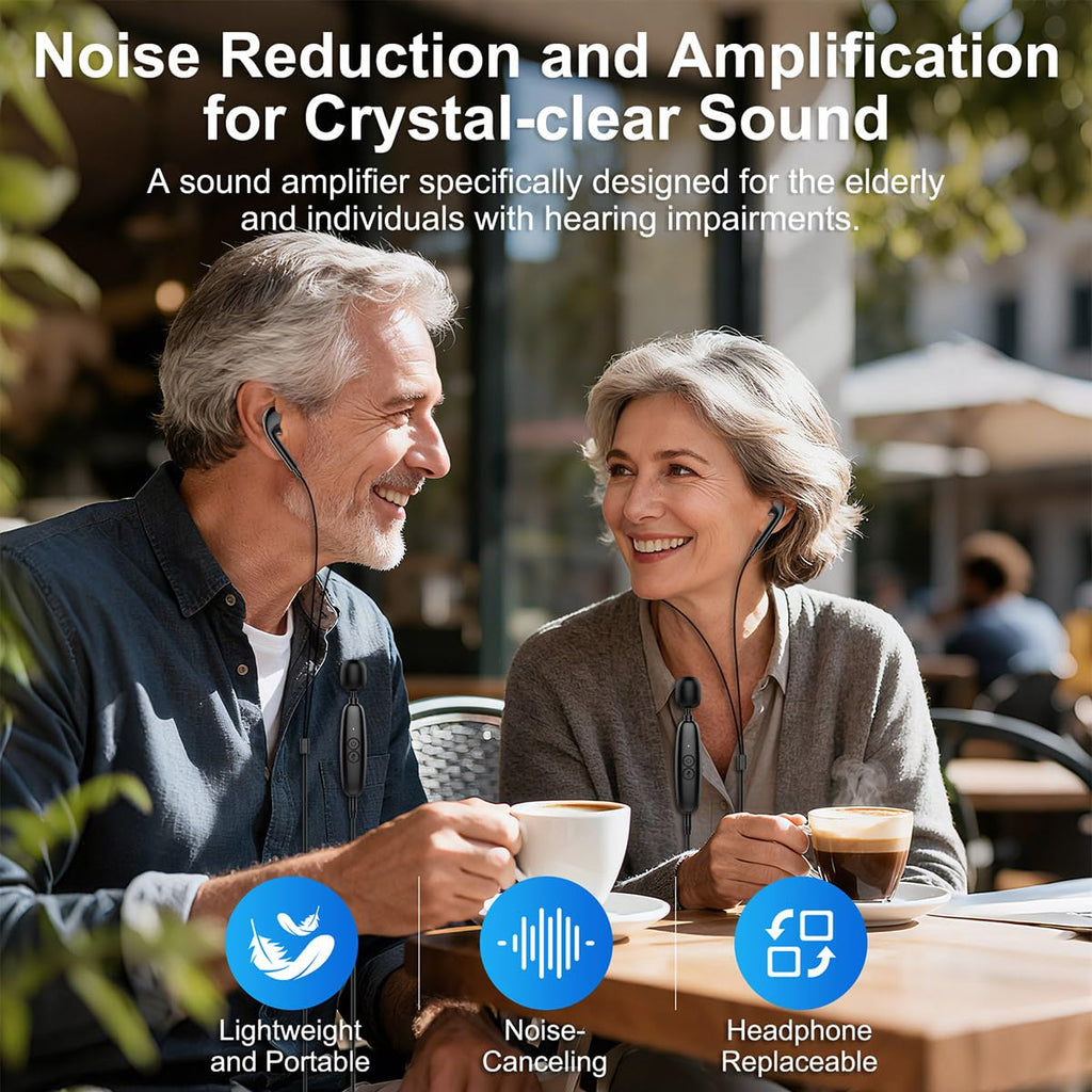 IceHeat Sound Amplifier for Seniors, Features Automatic Noise Reduction to Enhance Voices, Howling Suppression, Instant on-and-use Operation, and 7-Button Volume Adjustment