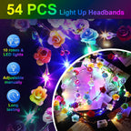 HONLYNE 54 PCS LED Flower Crown Headbands, Light Up Flower Crowns For Women, Glow in the Dark Headband for Wedding Reception Mardi Gras Cosplay Princess Party Favors Birthday Christmas Halloween