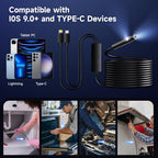 Endoscope Camera with Light, Dual-Lens 1920P HD Borescope with 8+1 Adjustable LED Lights, IP67 Waterproof Inspection Camera 16.5FT Semi-Rigid Snake Camera for iOS & Android (2 Interface)