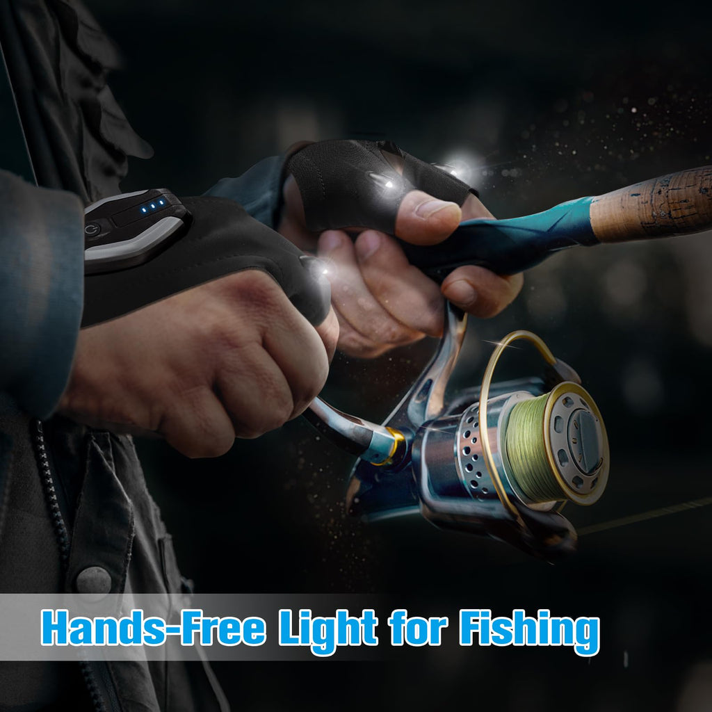 Hinshark Gifts for Men LED Flashlight Gloves, Anniversary Birthday Gifts for Men Dad Him Husband Boyfriend, Dad Gifts for Fishing Auto Repair, Camping Essentials Cool Gadgets Tools for Men