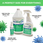PureGreen24 Safe & Effective Disinfectant. Kills Deadly Germs including RSV COVID-19 Norovirus MRSA Staph 2026 flu Contains no toxic chemicals odorless child & pet safe 4 gallon bottles ready to use