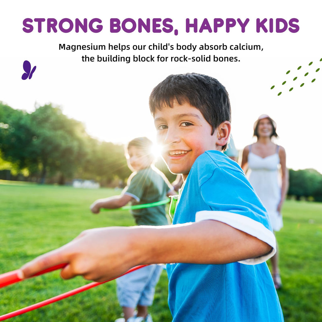 Kids Magnesium Glycinate Gummies - Magnesium Supplement Gummies with L-Theanine, Chamomile, Licorice, Vitamin B6, D for Kids & Adults Sleep, Stress, Muscle Relief & Nerve Bone - Sugar Free Grape 60ct