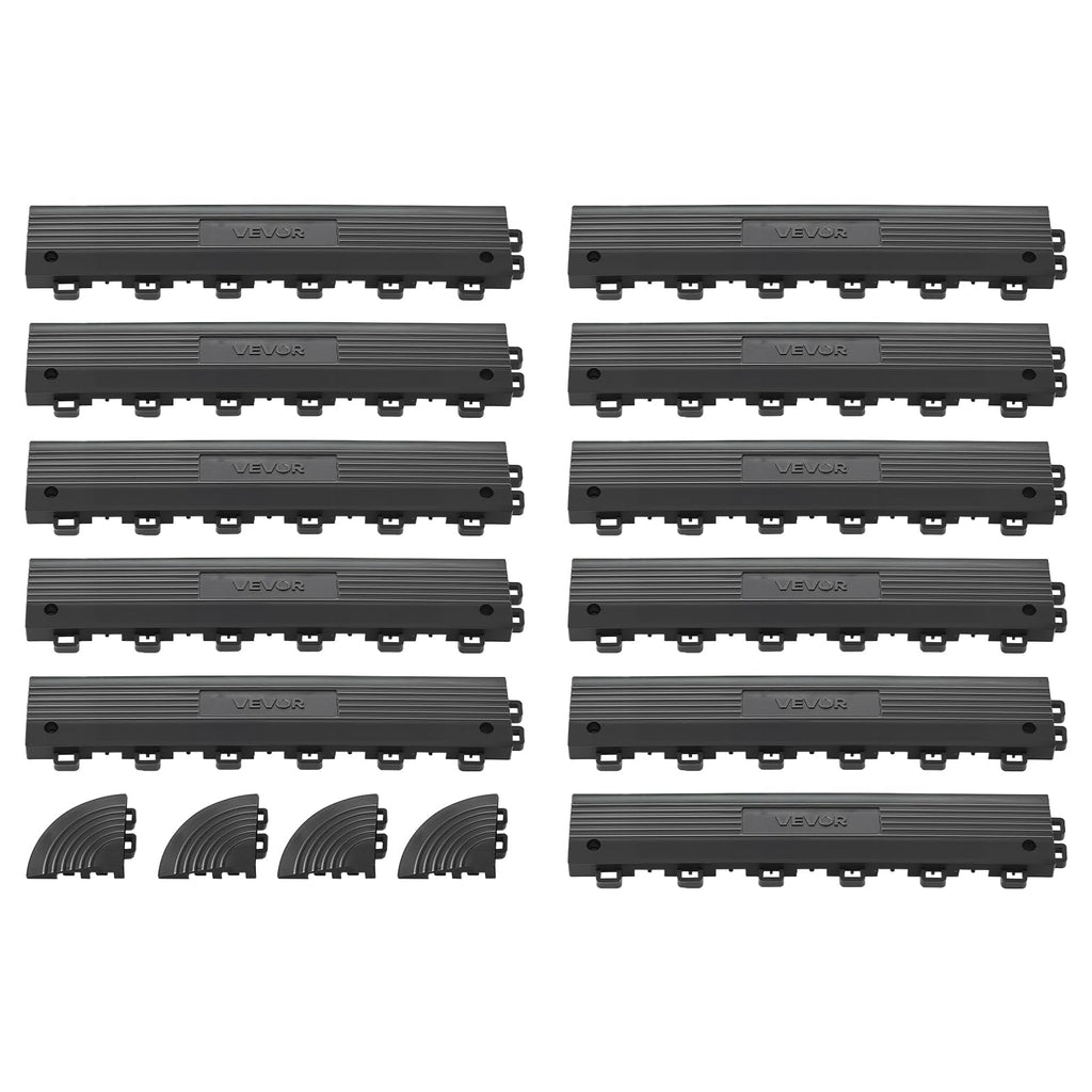 VEVOR Transition Edge Kit, 11-Piece, Durable PP Interlocking Modular Garage Floor Edging, Easy Installation, Only Compatible with VEVOR Drainage Mats, Black，Female