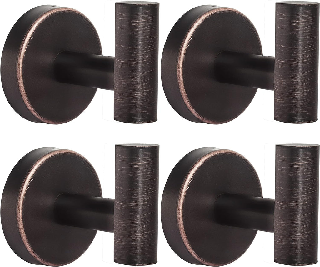 Kruodop Towel Hooks for Bathroom,4 Packs Wall Mount Towel Holder,Black Matte Wall Robe Hook,Stainless Steel Heavy Duty Door Hanger Towel Hook for Kitchen, Bedroom,Hotel,Pool,Coats - Red Bronze
