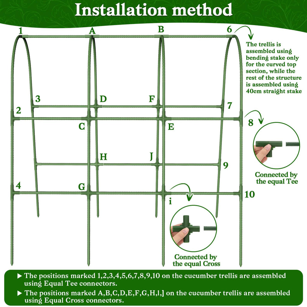 Cucumber Trellis for Raised Bed, Garden Arch Trellis for Climbing Plants Outdoor, Metal Garden Trellis for Spring Vegetables, Cucumber Trellis for Tomato, Bean, Pea, Grape, Plant