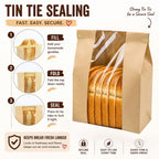200 Pack Large Paper Sourdough Bread Bags with Tin Tie Tabs & 500 Stickers