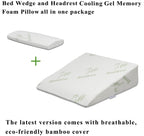 InteVision Extra Large Bed Wedge Pillow (33 x 30.5 x 7.5 inch) and Headrest Pillow in One Package - Help Relief from Acid Reflux, Post Surgery, Snoring - 2 inch Memory Foam Top
