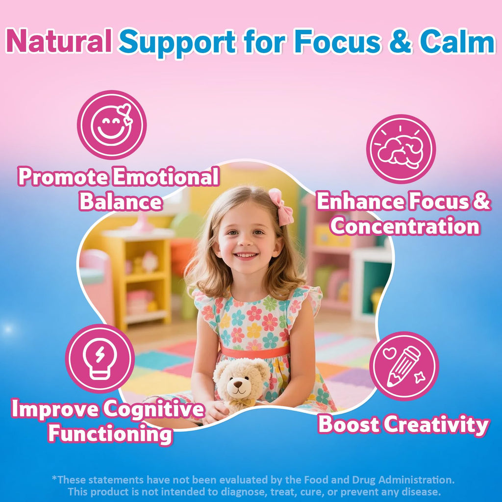 BudLive Mood Mystic Saffron Gummies for Kids 4+ - Saffron Extract Supplements with GABA, Focus Calming Gummies Supports Happy & Cognition, Sugar Free Raspberry, 120 Counts