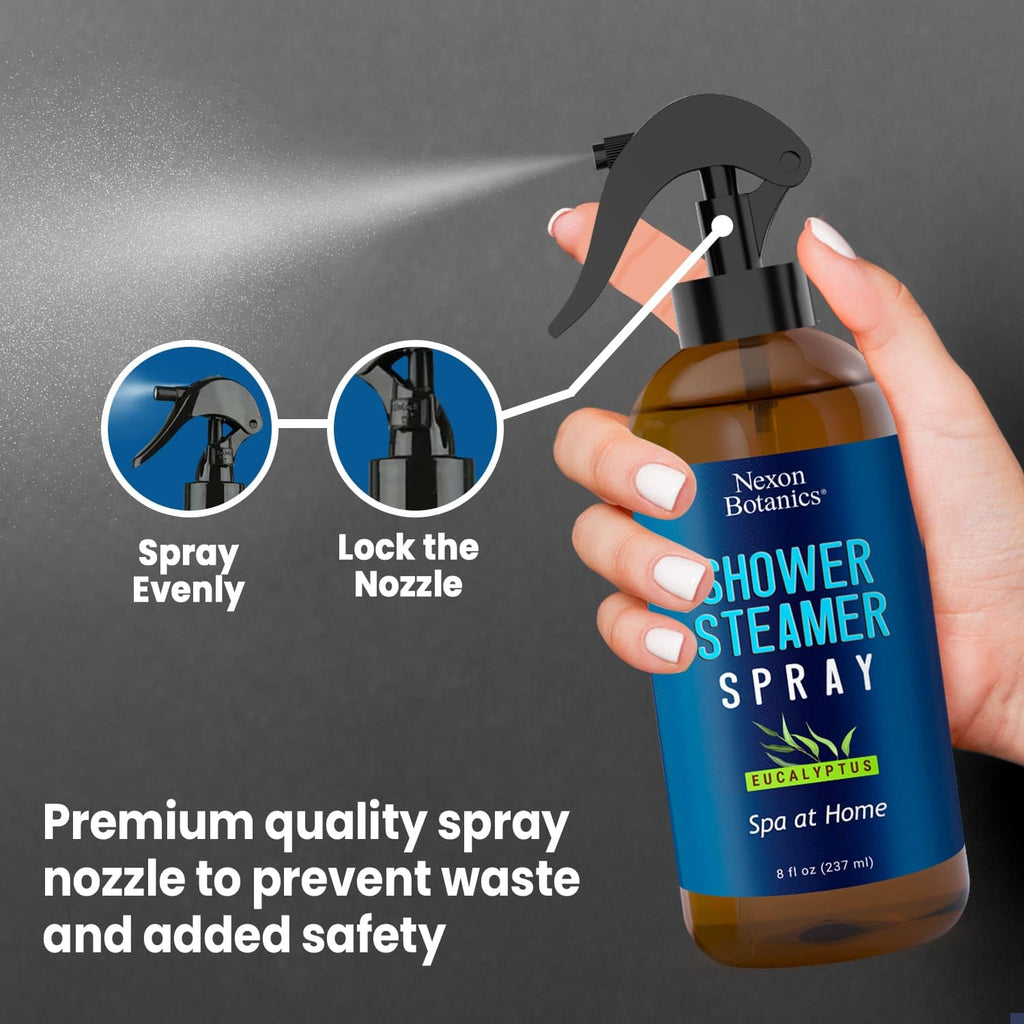 Eucalyptus Shower Spray – Aromatherapy Mist for Steam Showers & Sauna, 8 fl oz – Essential Oil Room & Bathroom Freshener - Nexon Botanics
