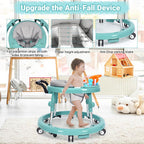 HolyBase Music and Lights Baby Walker Foldable with 9 Adjustable Heights, Baby Walker with Wheels Portable, Infant Toddler Walker for Baby Boy Girls 6-18 Months