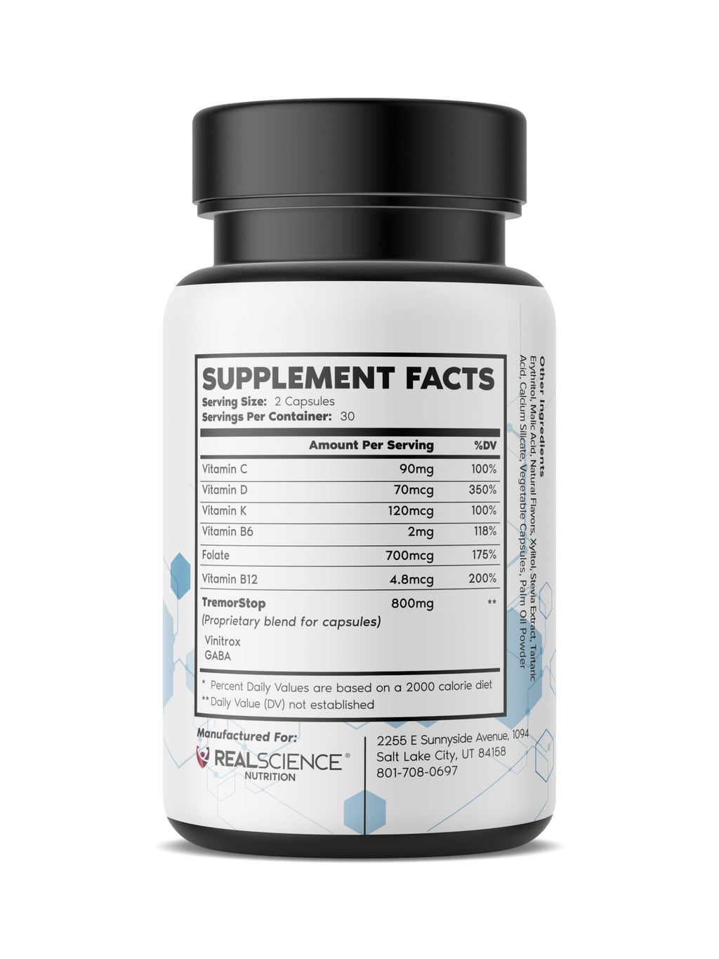 Real Science Tremor Miracle Capsules – Tremor Relief Supplement and Hand Tremor Aids for Adults – with TremorStop Blend, GABA, and Vitamins for Neurotransmission Support – Made in USA, 60 Caps