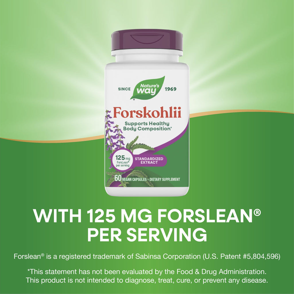 Nature's Way Forskohlii, Supports Healthy Body Composition*, Standardized Extract, 125 mg ForsLean per Serving, 60 Vegan Capsules (Packaging May Vary)