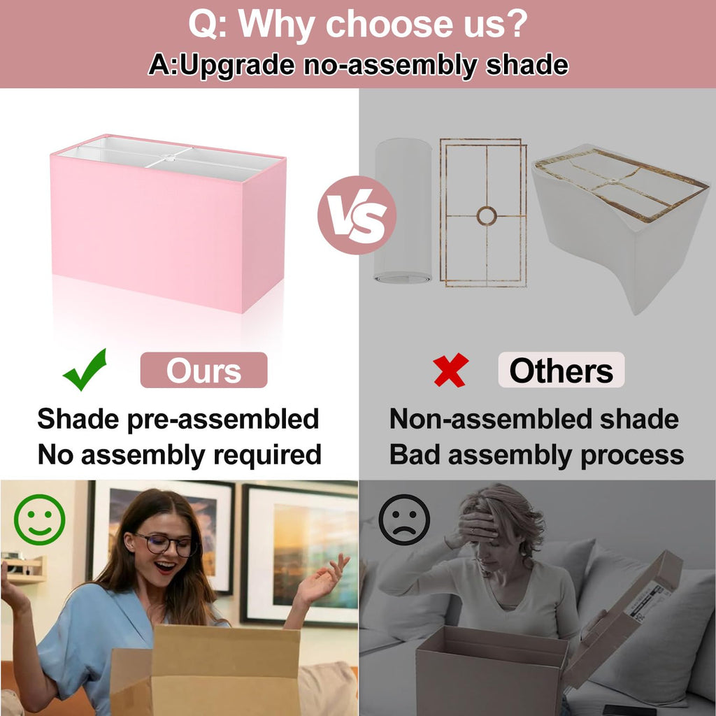 Lynnoland 21" Set of 2 Table lamp with USB A+C & AC Outlets, Touch Control 3-Way Dimmable Nightstand Lamps for Bedroom Living Room Office Reading, Pink Shade Touch Lamps, 5000K LED Bulbs Included