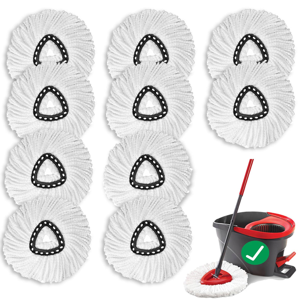 10 PCS Spin Mop Replacement Head,100% Microfiber Mop Heads Replacements Compatible with Cedar Easywring 1-Tank System, 360 Degree Round Mop Refills for Easy House Cleaning Floor Mopping