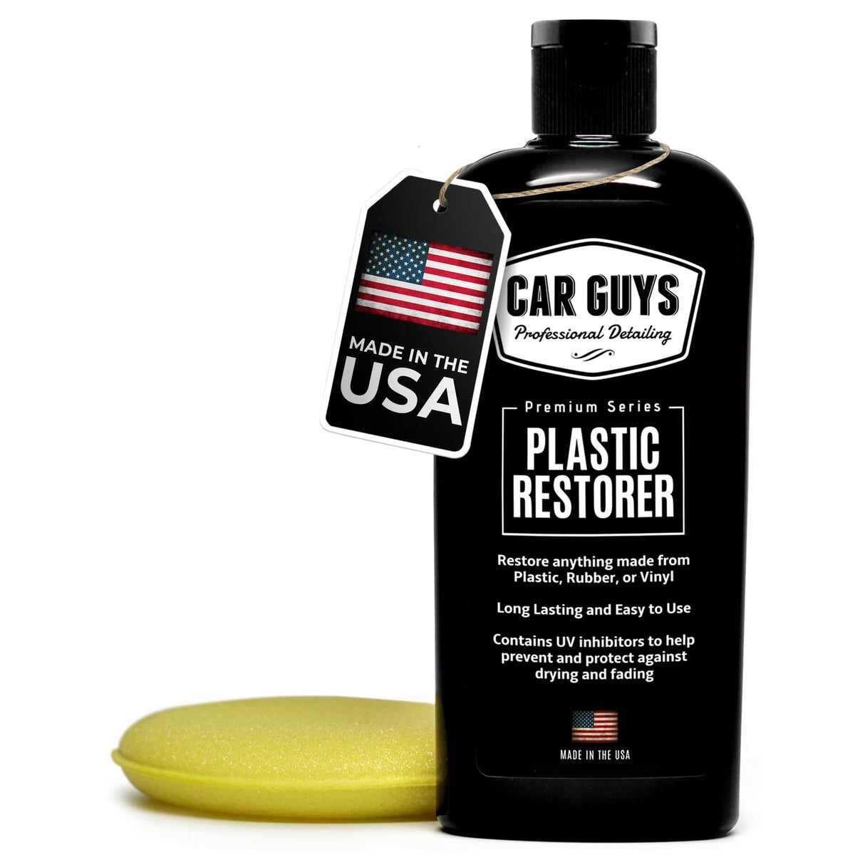 CAR GUYS Plastic Restorer | Bring Plastic, Rubber, and Vinyl Back to Life! | User-Friendly Trim Restorer | Safe Auto Detailing Supplies | 8 Oz Kit with Foam Applicator
