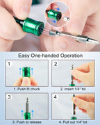 Katerk 6pcs 1/4 inch Hex Shank Aluminum Alloy Screwdriver Bits Holder 2 Sets, Light-weight Quick-change Extension Bar Keychain Drill Screw Adapter Change Portable (With Black Carabiner)