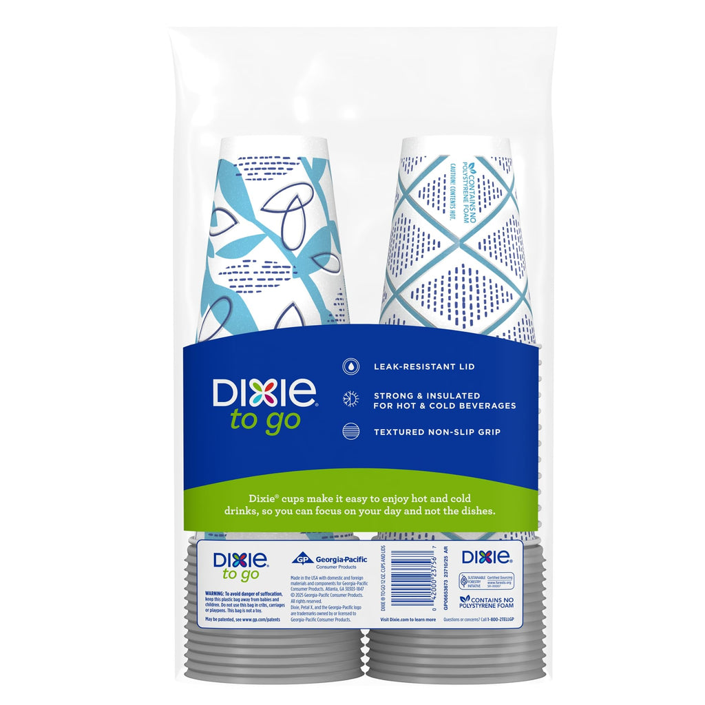 Dixie To Go Disposable Coffee Cups With Lids, 12 oz Paper Cups, 156 Ct