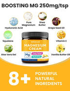Venture Pal Magnesium Lotion, Topical Magnesium Cream, Leg & Muscle Comfort with Coconut Oil, Shea Butter & Hyaluronic Acid, Suitable for Kids