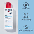 Eucerin Daily Hydration Body Lotion, Unscented Body Lotion for Sensitive Dry Skin, Holiday Gifts for Self Care, 16.9 Fl Oz Pump Bottles, Pack of 3