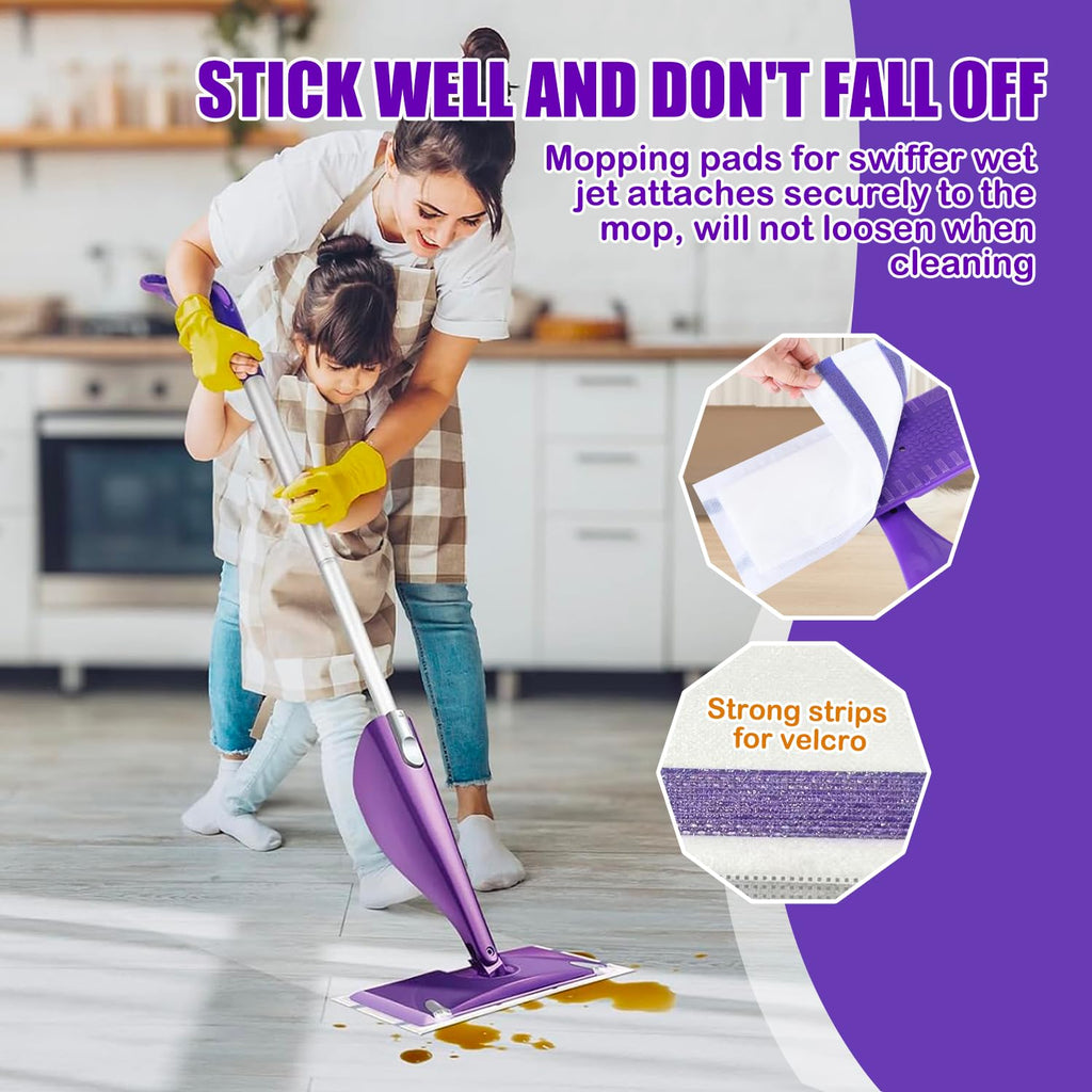 Mop Pad Refill Compatible with Swiffer WetJet Spray Mop, Wet Jet Mopping Pads for All Purpose Multi Surface Hardwood Floor Cleaning, 4 Layers Thickened and Super Absorbent, 100 Count.