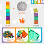 Bmag Magnetic Tiles, 67 PCS with 1 Car Building Blocks for Toddlers, 3D Magnet, STEM Educational Learning Building Blocks for Kids Children, Stacking Montessori Toys Gifts for Boys Girls