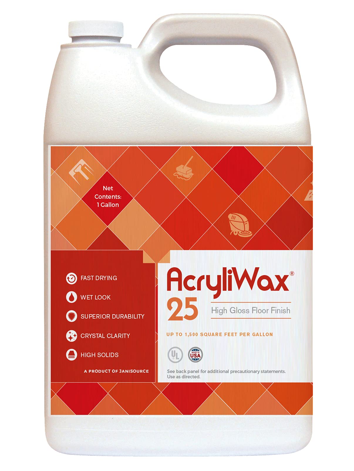 Jani-Source Acryliwax 25 High Gloss Commercial Floor Wax & Floor Finish 1 Gallon…