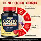 DRFOSTER Coq10 200mg, Coenzyme Q10 for Antioxidant & Energy Production, 6X Higher Absorption Cq10 with Vitamin E & PQQ & Black Pepper Extract, Co q 10 Supplement 120 Servings