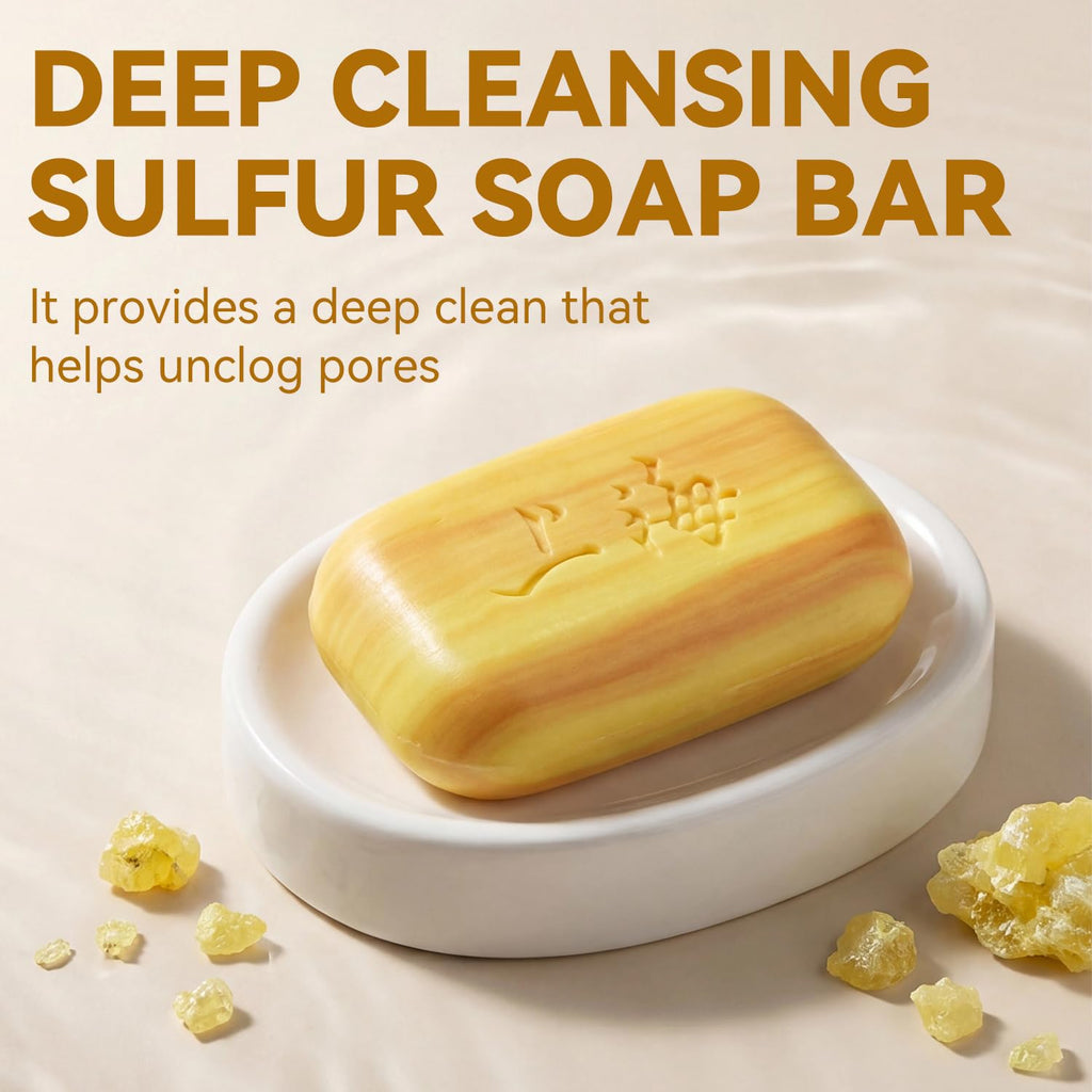 Bee & Flower Shanghai Sulfur Soap 10% Sulfur Soap Bar Face and Body Acne Treatment Sulphur Bar Soaps 3.4 Oz (6 Packs)