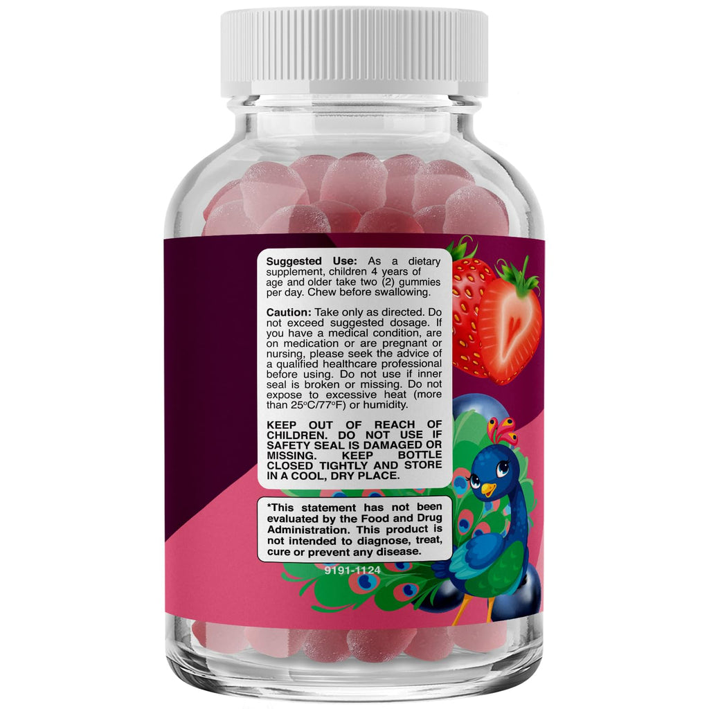Phytoral Vegan Kids Focus Gummies - Potent Chewable Brain Support for Children - Enhances Concentration & Memory - Calming Supplements & Focus Gummies for Kids - Non-GMO & Gluten-Free - 120 Count