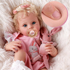 BABESIDE Reborn Baby Dolls Bettie - 17 Inch Soft Body Realistic Baby Doll Girl Lovely Awake Blond Curly Hair Girl Doll Handmade Real Life Baby Dolls with Gift Box for Kids Age 3+ Collectors