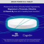 Qunol Brain Health Memory Plus with B6, Magnesium L-Threonate & Citicoline, Clinically Tested Ingredients to Improve Memory, Focus, Attention and Productivity, 90 Count