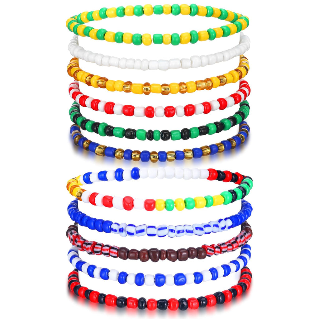 Siifert 11 Pcs Ilde Pulseras Santeria Handmade Unisex Stretch Bracelet Tobillera Iyawo Babablawo Orula Shango Obatala Eleggua Ogun Ochosi Oshun Yemaya Oya San Seven African Powers