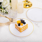 Festiva 200Pcs Gold Dessert Plates 6.3" with Forks 5"- Small Disposable Dessert/Cake/Appetizer Plates Plates- serve 100 guests include 100Plates 100Forks for Wedding Party&Thanksgiving&Christmas