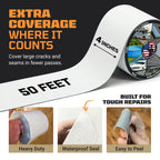 TITANPATCH PRO Waterproof Sealant Tape – White 4" x50' – Stops Leaks Fast & Stays Sealed for 15+ Years – Sticks to RVs, Roofs, Pools, Boats, Gutters – Built for Harsh Weather (-40°F to 190°F)