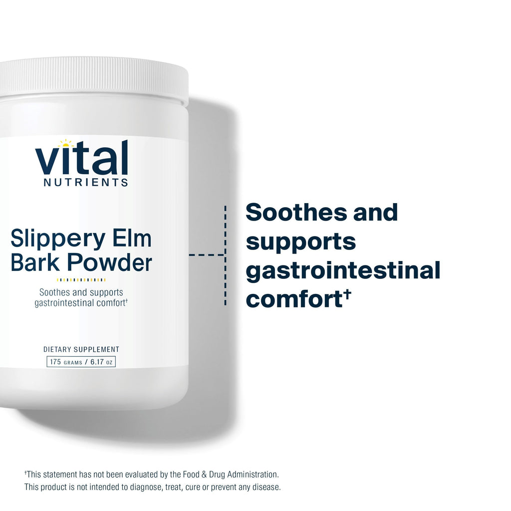 Vital Nutrients Slippery Elm Bark Powder - Herbal Leaky Gut Support - Vegan Gastrointestinal Support for Regular Bowel Movements - Gluten, Dairy, Soy Free - Non-GMO - 2500mg